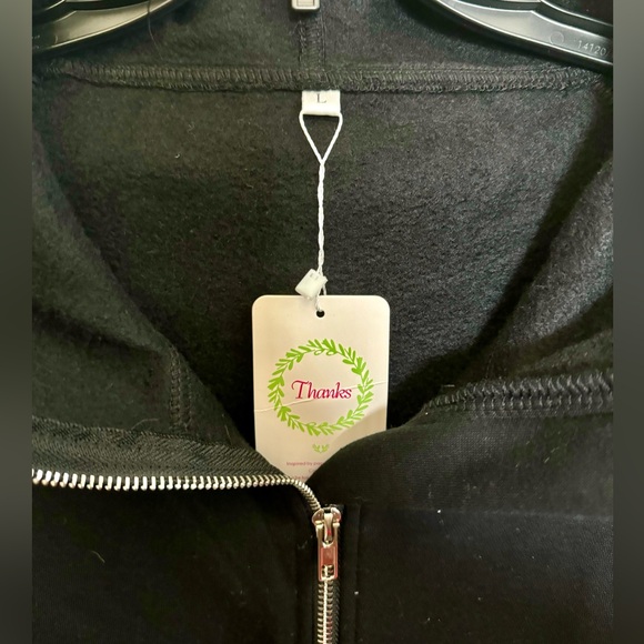 Women Half Zip Hoodie Long Sleeve Sweatshirt Fleece Lined Pullover - Black Large - Picture 7 of 7